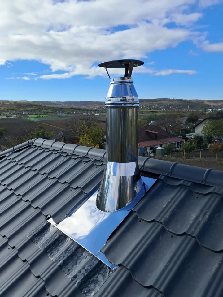 Instalare completă coș de fum inox la client