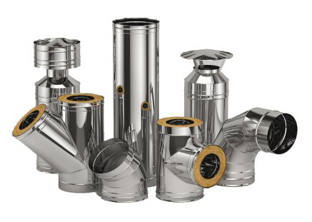Coș de fum inox izolat — kit complet gata de montaj
