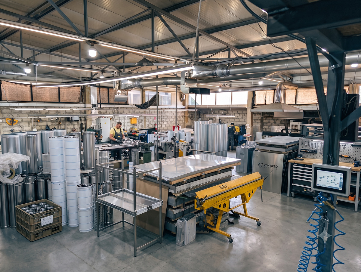 Interiorul fabricii Solum — producția reală a coșurilor de fum din inox